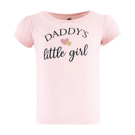 Hudson Baby Infant Girl Short Sleeve T-Shirts, Girl Daddy Pink Navy image {4}