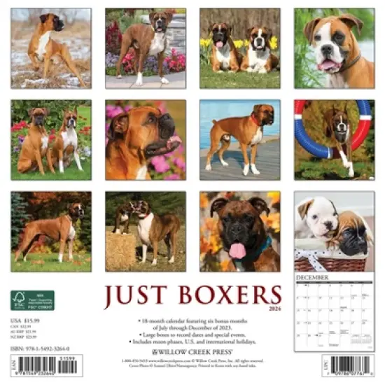 Willow Creek Press 2024 Wall Calendar 12"x12" Just Boxers image {1}