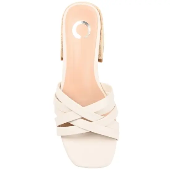Journee Collection Womens Moree Open Square Toe Block Heel Sandals Ivory 6 image {3}