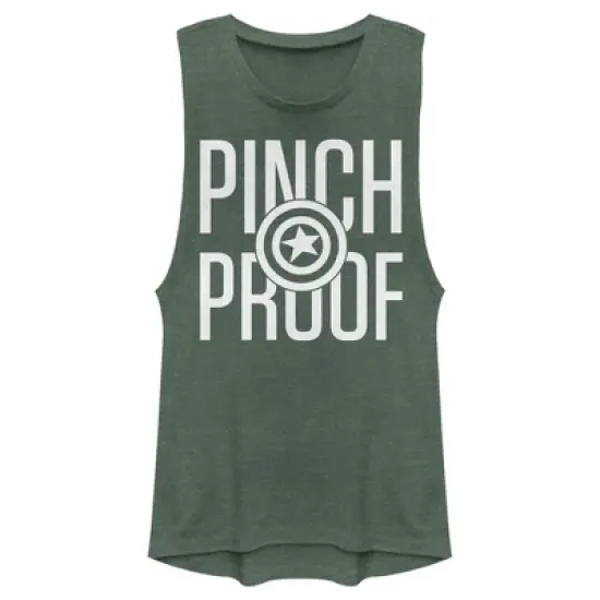 Junior's Marvel Captain America Shield Pinch Proof St. Patrick's Day Festival Muscle Tee image {3}