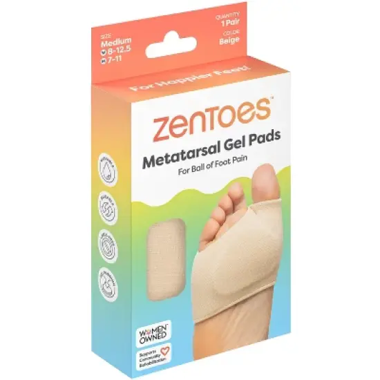 ZenToes Metatarsal Gel Pads for Ball of Foot Pain - Beige - M - 1 Pair image {12}