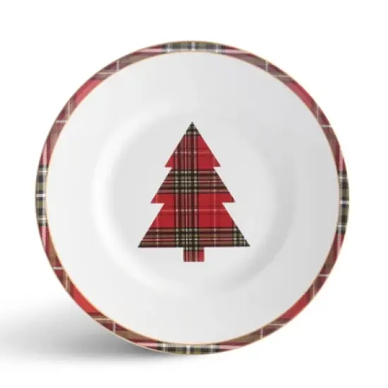 222 Fifth 12pc Wexford Dinnerware Set Red: Holiday & Christmas Dishes, Porcelain, Dishwasher & Microwave Safe image {6}