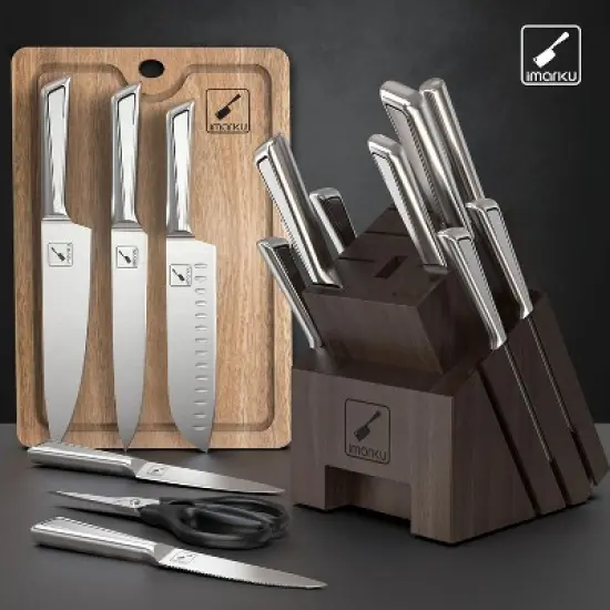 imarku Knife Set,16-Piece Premium Knife Sets for Kitchen with Block, Stainless Steel Kitchen Knife Set,Knife Block Set with Kitchen Sharpener image {6}