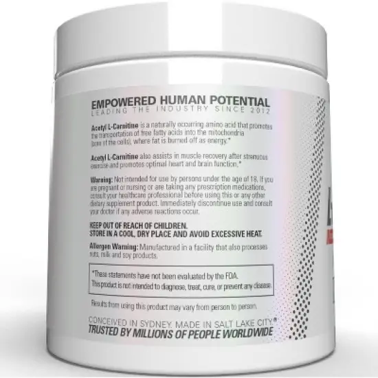 EHPlabs Acetyl L-Carnitine Powder &ndash; Fat Burner, Energy Booster, Brain & Heart Support &ndash; Vegan, Gluten-Free, 100 Servings image {7}