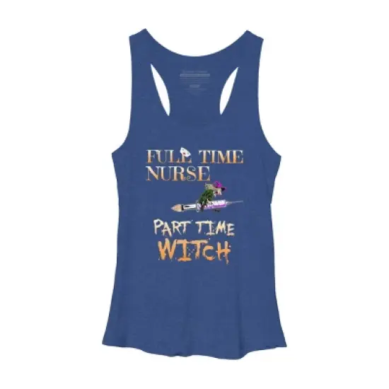 Women's Design By Humans Halloween Costume Full Time Nurse Part-Time Witch By TeeShirtMadness Racerback Tank Top image {5}