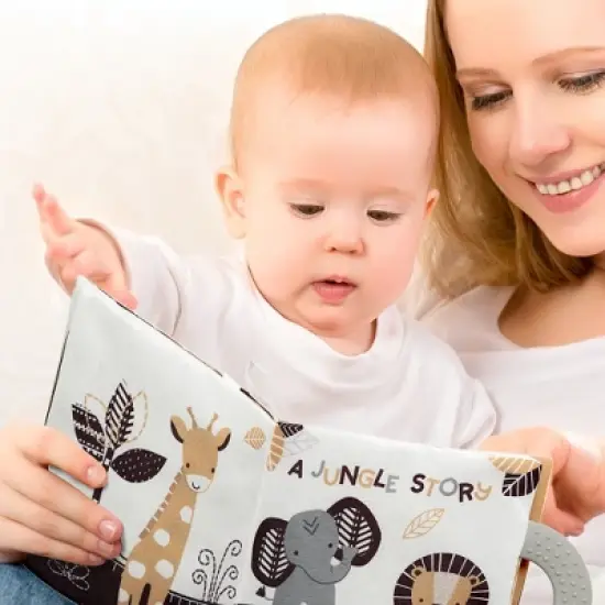 Lambs & Ivy Jungle Story Developmental Soft Book & Lion Plush Toy Gift Set image {4}