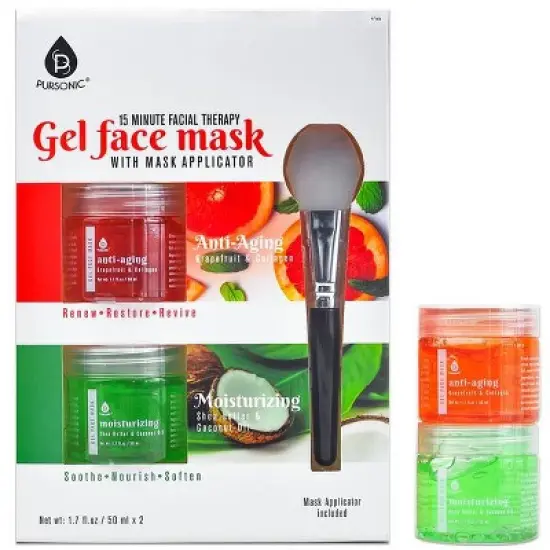 Pursonic 2 Pack Facial Therapy Gel Face Mask with Mask Applicator image {4}