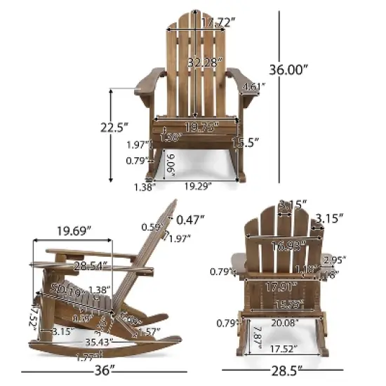 GDFStudio Cara Outdoor Acacia Wood Adirondack Rocking Chair image {2}