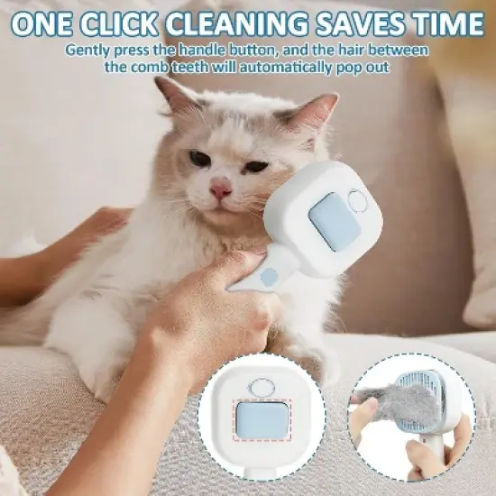 BABYYER 3 in 1 Pet Steam Brush, Auto Cleaning Dog Cat Hair, Removal Comb Rechargeable Cat Grooming Brush for Long and Short Hair image {6}