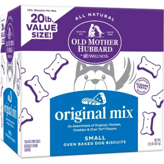 Old Mother Hubbard by Wellness Classic Crunchy Original Assortment Biscuits Small Oven Baked with Carrot, Apple, Cheese and Chicken Flavor Dog Treats image {9}