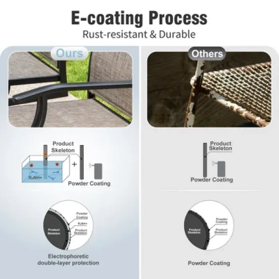 Captiva Designs 8pc Outdoor Dining Rectangle Steel Table & Padded Sling Armchairs & Market Umbrella image {9}