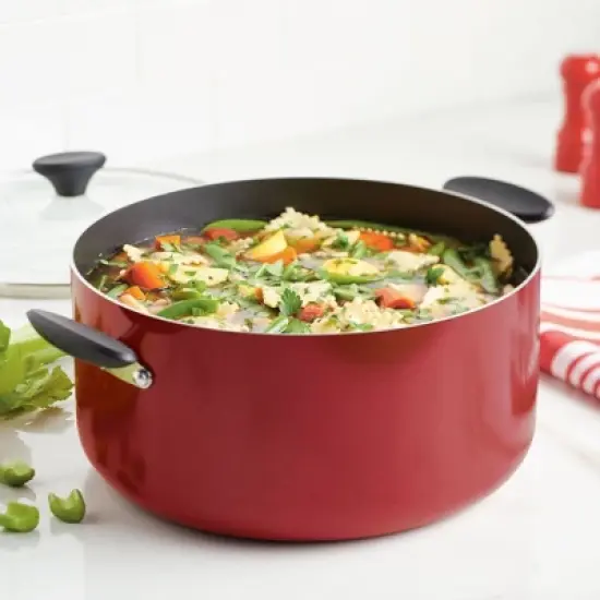Farberware Reliance 10qt Aluminum Nonstick Wide Stock Pot Red image {5}