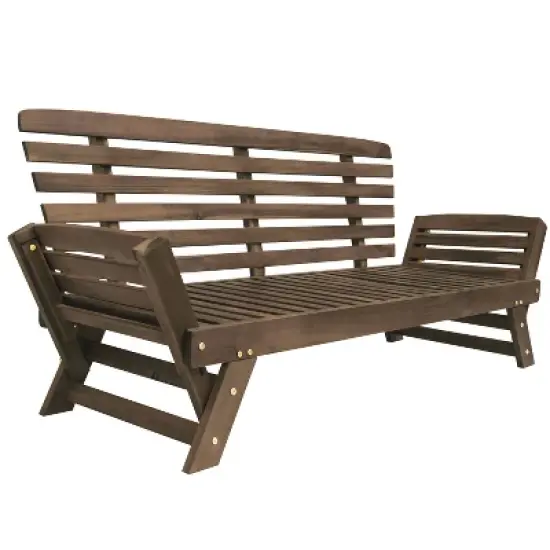 APRILSOUL Outdoor Adjustable Patio Wooden Daybed Sofa Chaise Lounge with Cushions for Small Places image {9}