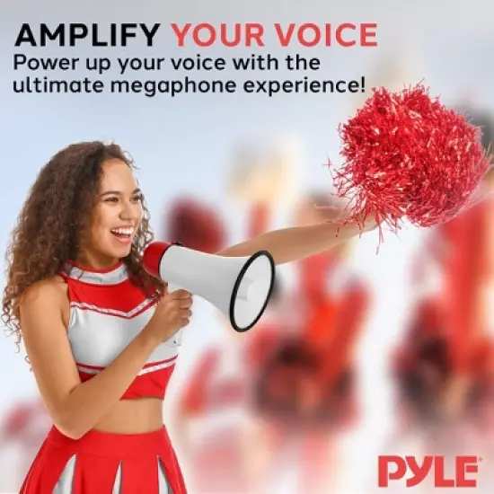 Pyle 20-Watt Portable Speaker Siren Bullhorn Megaphone with Voice Amplification, Handheld PA System &ndash; Red/White image {5}