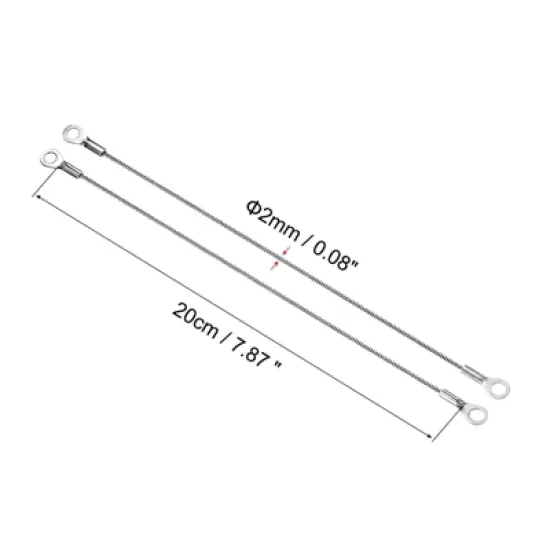 Unique Bargains Stainless Steel Lanyard Cable Eyelets Ended Security Wire Rope image {1}