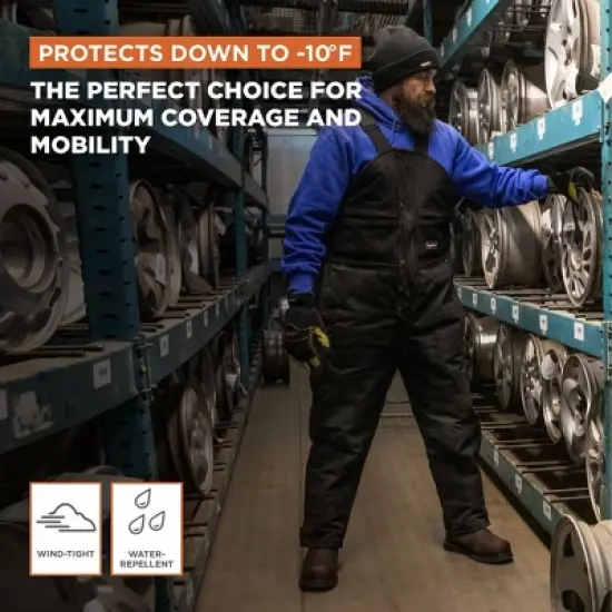 RefrigiWear Men's ComfortGuard Insulated High Bib Overalls Water-Resistant Denim image {3}