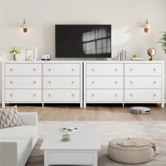 6 Dresser for Bedroom, 47.2" Wide Dresser, Modern Wide Drawer Dresser with Storage, Wooden Closet Dressers Chest of Drawers image {8}