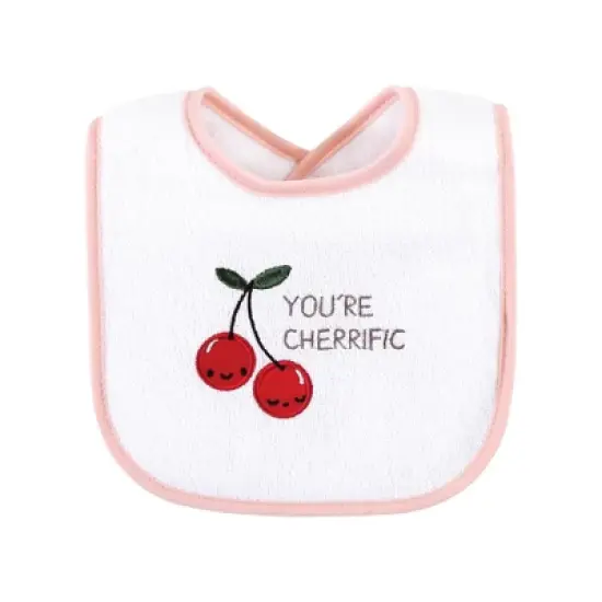 Hudson Baby Infant Girl Cotton Terry Drooler Bibs with Fiber Filling, Fruits, One Size image {8}