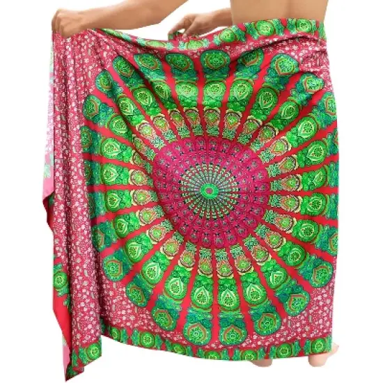 LA LEELA Men's Sarong Beach Cover Ups Wraps One Size Pink Floral image {3}