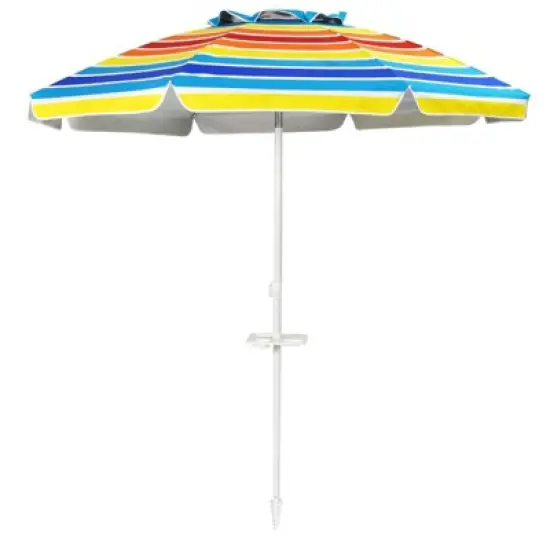 7.2' x 7.2' Portable Sunshade Beach Umbrella with Sand Anchor and Carry Bag - Wellfor image {5}