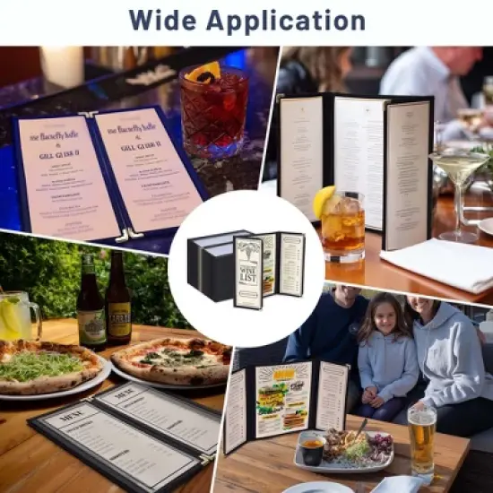 WeChef 30 Pcs Restaurant Menu Covers Gate-view Fold 1 Page 2 View 8.5x11" & 2 Page 4 View 4.25x11" Wine List Bar Cafe image {1}