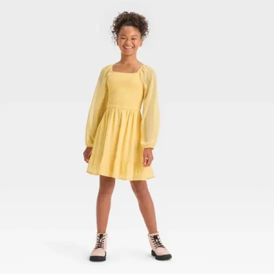 Girls' Smocked Bodice Chiffon Dress - art class&trade; image {3}