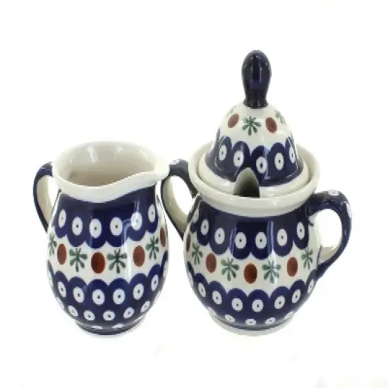 Blue Rose Polish Pottery 944-945 Zaklady Cream & Sugar Set image {4}