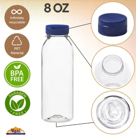 Clear Plastic Bottles 8oz PET Bottle with Flip-top Caps Made in USA - Pack of 100 image {4}