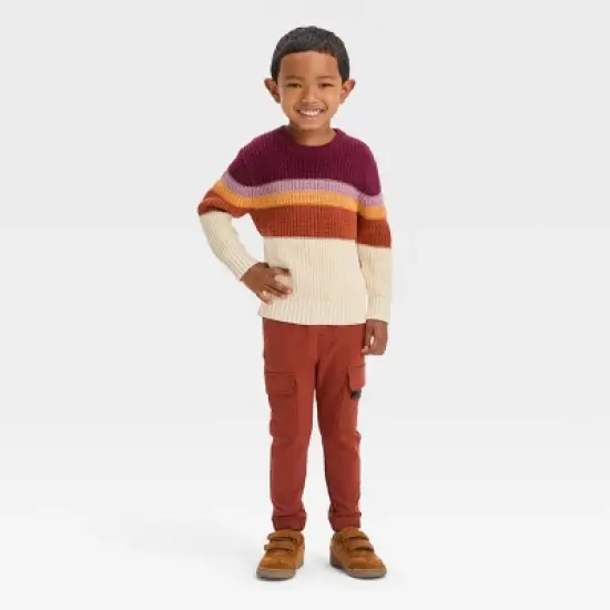 Toddler Boys' Colorblock Sweater - Cat & Jack&trade; Burgundy image {2}