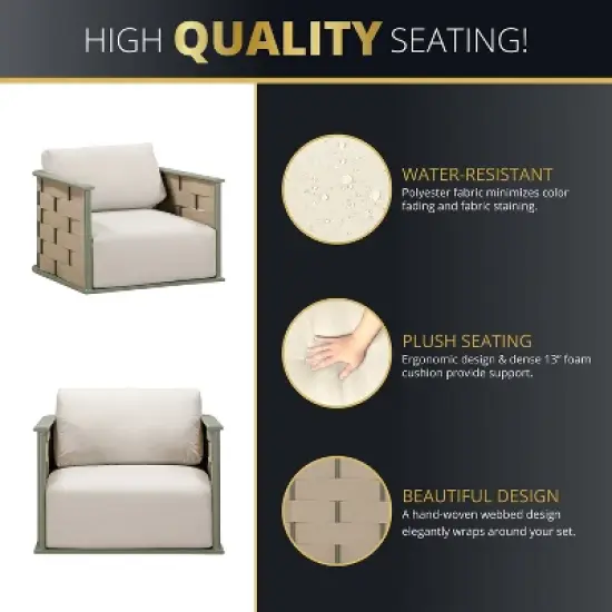 Kinger Home Komodo 4-Piece Patio Furniture Set, Outdoor Conversation Set with Cushioned image {4}