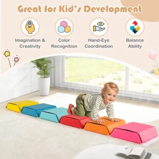 Safstar Colorful Exercise Tumble Mat for Kids w/Detachable Zippered PU Covers Hook image {6}