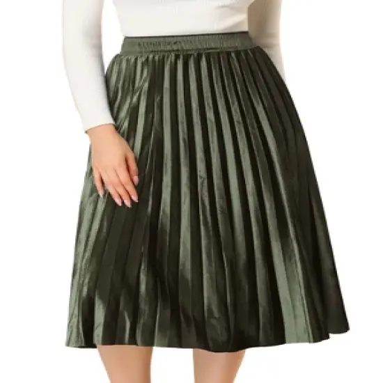 Allegra K Women's Accordion Swing Metallic Party Midi Pleated Skirt image {7}