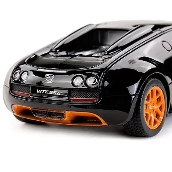 Link Ready! Set! play!1:24 Scale Radio Remote Control Bugatti Veyron Car Toy - Black/Orange image {2}