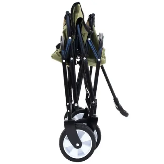 CAVINAS Folding Shopping Cart with Strap Design,Folding Wagon with All-Terrain Wheels,Utility Cart for Camping,Shopping,Sports,Gardening image {4}