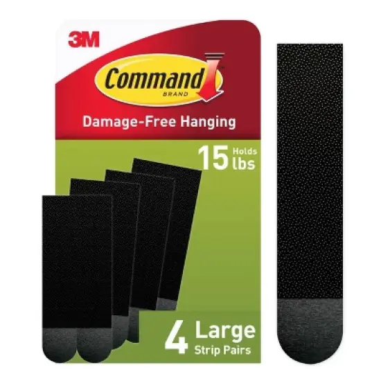 Command Large Picture Hanging Strips Black: Heavy Duty Adhesive, 3.649" Length, 0.751" Width, Plastic image {19}