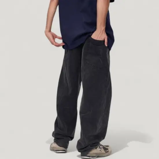 Anna-Kaci Active Men's Wide Leg Relaxed Fit Pants with Classic Five-Pocket Design image {3}