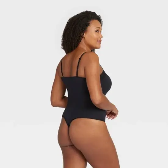 ASSETS by SPANX Women's Lace Trim Thong Bodysuit - Black image {3}