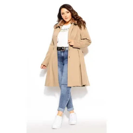 Women's Plus Size Blushing Belle Coat - taupe | CITY CHIC image {3}