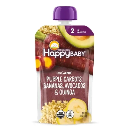 Happy Baby Organics Clearly Crafted Stage 2 Meals Purple Carrots, Bananas, Avocados & Quinoa - 4oz image {10}