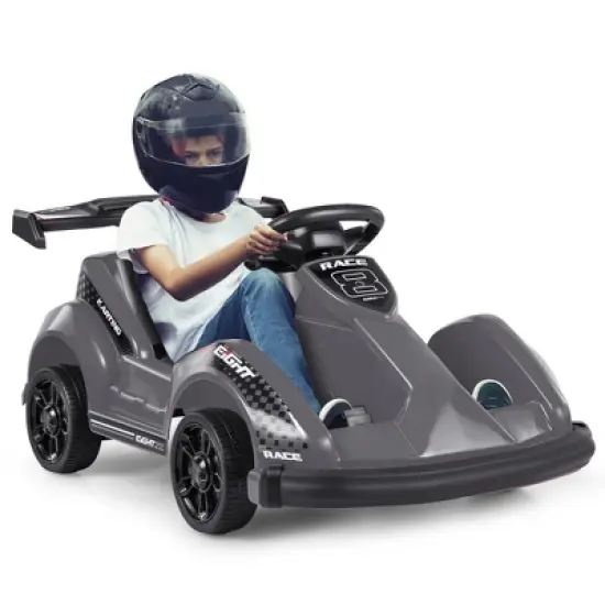 Costway 6V Battery Powered Go Kart Kids Ride On 4 Wheel Racer RC w/ Bumper & Music image {7}