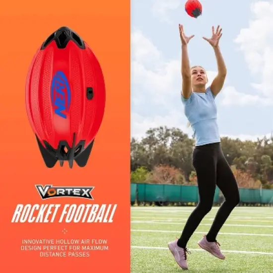 NERF Vortex Rocket - Red: Polyurethane Shell Football for Kids 6+ image {12}