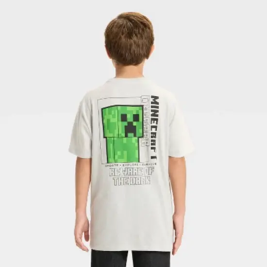 Minecraft Boys' Creeper Short Sleeve Graphic T-Shirt - Cream image {4}
