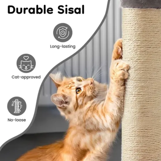 Heynemo Indoor Cat Scratching Post: 22 in Tall Cat Scratcher with Natural Sisal Rope, Cute Monster Design Kitty Pet Tower with Sturdy Wood Base image {3}