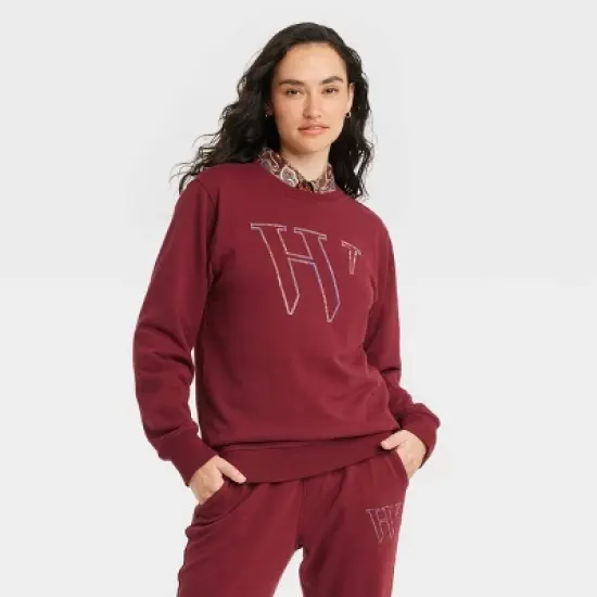 Houston White Adult Logo Crewneck Pullover Sweatshirt - Red image {3}