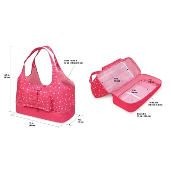 Badger Basket On-the-Go Doll Tote and Storage Bag - Pink Stars image {7}