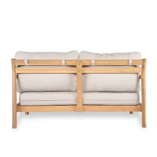 Christopher Knight Home Shane 50" Rustic Outdoor Acacia Wood Loveseat with Water-Resistant Cushion image {5}