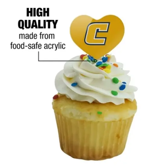 University of Tennessee at Chattanooga Secondary Logo Heart Love Cupcake Picks Toppers Decoration Set of 6 image {2}