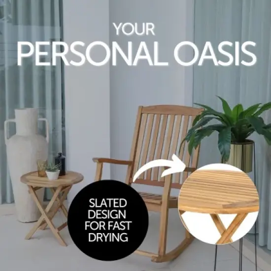 Nordic Teak 20" Natural Outdoor Round Folding Side Table image {2}