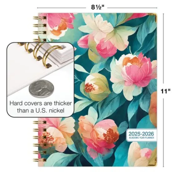 Global Printed Products Hardcover AY 2025-2026 Fashion Planner - 8.5"x11" (Teal Floral) image {5}