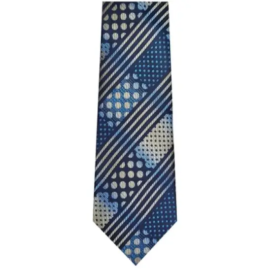 TheDapperTie Men's Navy Blue And White Stripes Necktie with Hanky image {1}